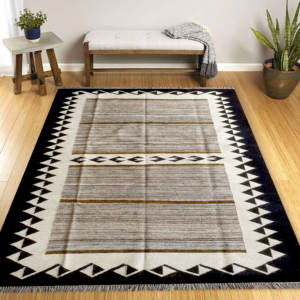 Tapis Kilim en Laine/Soie Fait Main Style Moderne Vintage Motif Floral à Poils Courts Lavable Décoration d'Intérieur - Product Image 2