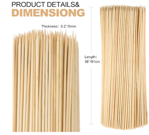 Brochettes en bambou écologiques pour barbecue, kebab et grillades, bâtonnets en bambou de qualité alimentaire naturelle - Product Image 5
