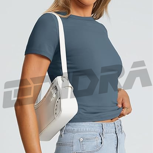 เสื้อยืดสีฟ้าคอกลมแขนสั้นผ้าฝ้ายนุ่มทรงสลิมฟิตลำลองสำหรับผู้หญิงเสื้อผ้าแฟชั่นฤดูร้อน2025เทรนด์ใหม่ - Product Image 3