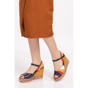 Sandali con zeppa in maglia di paglia da donna in vera pelle gumushoe