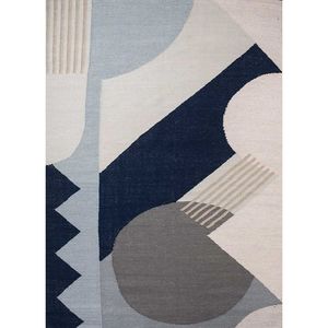 พรมขนสัตว์ทอมือลายตารางหมากรุกสีเทาดำ รุ่น ADWL-13093 รูปทรงสี่เหลี่ยมผืนผ้า ลายแบบนามธรรม พรมปูพื้นสำหรับใช้ในบ้านและทางเดิน - Product Image 1