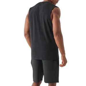 เสื้อยืดกีฬาผู้ชายแบบเรียบ ผ้าคอตตอนผสมสแปนเด็กซ์ 180 GSM เสื้อกล้าม Homme Tank Top - Product Image 4