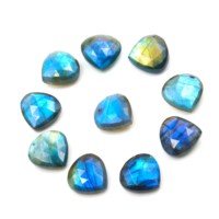 Lot de pierres précieuses en vrac de labradorite en forme de cœur, taille éclatante, pour la fabrication de bijoux, pierre de naissance naturelle bleu feu, qualité AAA, 15 mm, CMA