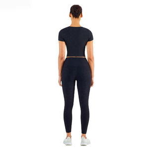 Venta directa de fábrica, chándal deportivo sin costuras, conjunto de Yoga para entrenamiento, ropa deportiva barata para mujer, sujetador sólido de talla grande XL XXL cintura - Product Image 4