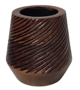 Pots de fleurs modernes pour le salon sculpté à la main ferme brun foncé Vintage vente chaude décoration de mariage indien vases en vrac en bois de manguier - Product Image 1