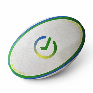 Ballon de rugby/football personnalisé 2026 en caoutchouc synthétique écologique avec logo, haute rétention d'air, vessie anti-fuite, taille personnalisable, pour le sport - Product Image 1