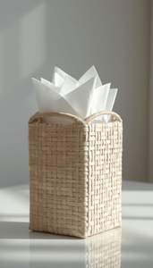 Boîte à mouchoirs en rotin de style bohème idéale pour superposer des textures et ajouter un charme terreux aux chambres à coucher salons et salles de bain - Product Image 5