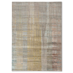 Alfombra Kavi Gris y Negra Anudada a Mano de Lana y Seda de Bambú con Patrón Abstracto para Uso Doméstico-Srb(701(Fr)) - Product Image 1