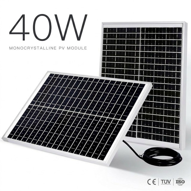 High Efficiency 40W 12V 18V Monocrystalline Solar Panel Small PV Module for CCTV Camera Street Light Off-Grid Battery Charging