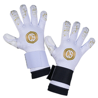 Gants de gardien de but sportifs hybrides respirants et réglables Cosh Outdoor, coupes enroulées, paume en latex, design blanc et or, unisexe, doigts
