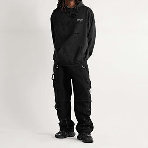 Sudadera con capucha desgastada personalizada para hombre, ropa de calle de algodón de alta calidad, Sudadera con capucha de invierno para hombre a la venta - Product Image 4