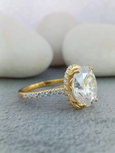 Anillo de Boda Solitario Ovalado de Plata con Diamante Moissanita de 2ct para Mujer, Oro 14k/18k, Joyería Fina de Moda - Product Image 2