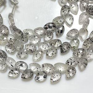 Dot Quartz Faceted Pear & Leaf Shape Briolette Beads Cuentas de piedras preciosas naturales para la fabricación de joyas - Product Image 1