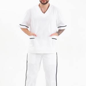 Uniformes classiques d'infirmière grande taille personnalisés gommages col en V de haute qualité en toile gommages médicaux en gros pour les médecins - Product Image 1