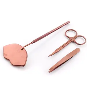 Rose Gold Môi Lớn Hình Dạng Lông Mi Gương Lông Mày Tweezer Và Cắt Kéo Chất Lượng Hàng Đầu Lash Công Cụ Với Biểu Tượng Tùy Chỉnh