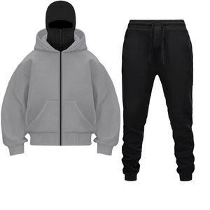 Femme Hommes Survêtements Casual Masked Zipper Hooded + Jogging Sweatpants 2Piece Set Daily Hooded Sweatshirt Clothing Hot Couples - Product Image 4