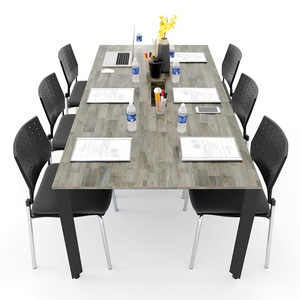 Modern Minimalist 100x200cm <b>Office</b> Conference <b>Table</b> with Triangular Iron Legs HBTA009 - Product Image 3