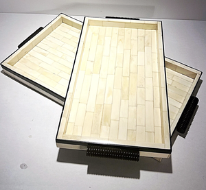 Bandeja de Servicio con Incrustaciones de Hueso al por Mayor, Color Blanco, Estilo Náutico, Característica Regional Europea, Bandeja de Servicio Grande para el Hogar, Gran Venta - Product Image 4