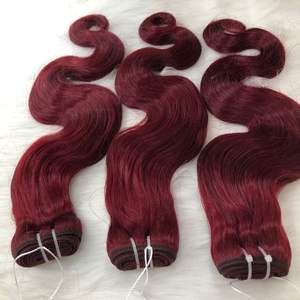 Extensiones de cabello humano Remy rojo color claro de alta calidad al por mayor máquina ondulada al agua teñida grado superior de la trama - Product Image 5