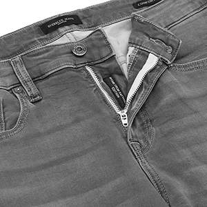 กางเกงยีนส์ผู้ชายสีน้ำเงินกระดุมข้างสำหรับผู้ชายกางเกงยีนส์ของผู้ชายกางเกงยีนส์ทรงหลวมแบบเรียงซ้อน - Product Image 4