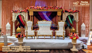 อุปกรณ์ตกแต่งเวทีงานแต่งงานแบบอินเดียใต้ อุปกรณ์ตกแต่งเวทีงานแต่งงานแบบดั้งเดิม อุปกรณ์ตกแต่งจากไฟเบอร์ อุปกรณ์ตกแต่งจากไฟเบอร์กลาสสำหรับงานแต่งงานแบบอินเดีย - Product Image 3