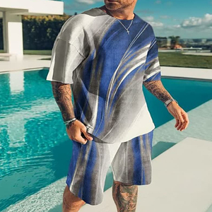 Respirant en gros 3D imprimé t-shirts hommes costume chemise Shorts 2 pièces ensembles survêtement plage Style été Sport costumes - Product Image 6