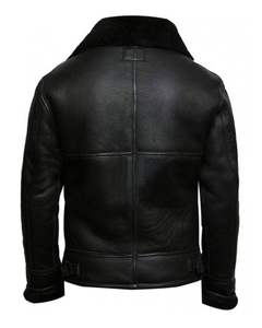 เสื้อแจ็คเก็ตหนังบุขนแกะ B3 Bomber สำหรับผู้ชาย แฟชั่นมอเตอร์ไซค์ ฤดูหนาว กันน้ำ กันลม แบบกลับด้านได้ สไตล์วินเทจ - Product Image 4