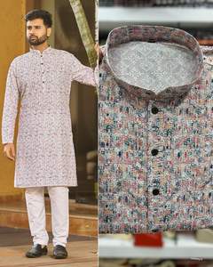 Kurta en coton léger imprimé numérique manches plus silencieuses longueur au genou pour les fêtes formelles toutes occasions-vêtements pakistanais indiens - Product Image 2