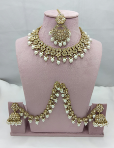 Hermoso Conjunto de Gargantilla con Cadena de Oreja Jhumki, Joyería Nupcial, Collar Étnico con Pendientes de Cadena de Oreja, Conjunto de Collar Tradicional - Product Image 4