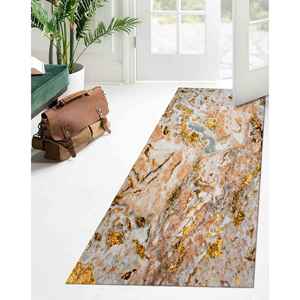 Alfombra con Estampado de Mármol Beige - Tonos Suaves, Fresca, Fácil de Limpiar, Decoración del Hogar, con Pelo Suave - Product Image 4