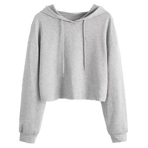 Hoodies Pour Femmes À Manches Longues Cordon Crop Sweat Crop Sweat À Capuche Pull Femmes Crop Tops Hoodies - Product Image 1