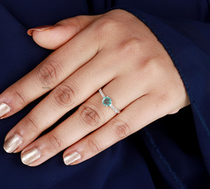 แหวนเงินแท้ของผู้หญิงทำด้วยมือ925แข็งพร้อมอะพาไทต์เครื่องประดับเงินชั้นดีทำจากนีออนสำหรับงานแต่งงานขายส่ง - Product Image 5