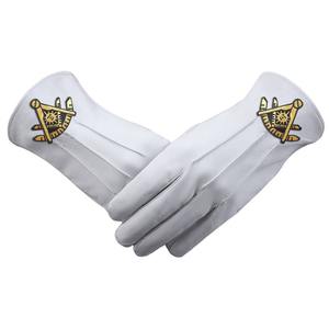 Guantes Masónicos de Algodón Blanco Baratos al por Mayor, con Tres Líneas y Logotipo Personalizado, Guantes de Buena Calidad - Product Image 4