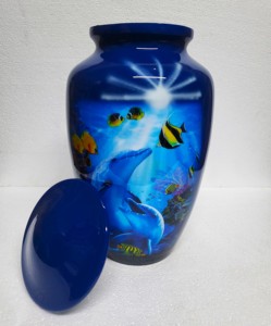 Urna de cremación de metal de la mejor calidad en diseño de ballena oceánica que honra a su ser querido con estilo para adultos de cenizas humanas - Product Image 4