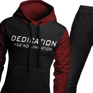 Conjunto Deportivo de Dos Piezas con Sudadera con Capucha Estampada y Pantalones Jogger de Felpa de Algodón con Eslogan de Dedicación, Ropa Deportiva de Invierno para Gimnasio y Calle, Unisex - Product Image 2
