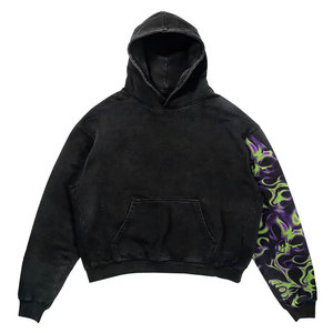 เสื้อมีฮู้ดสำหรับผู้ชายผ้าฟลีซไม่มีลายสำหรับฤดูหนาวผ้าฟลีซมีน้ำหนัก100% ตามสั่งแบบวินเทจ - Product Image 2