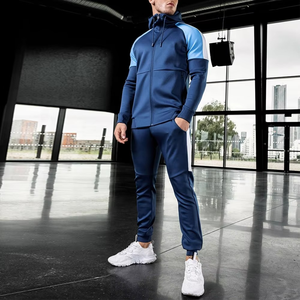 Vente en gros de vêtements d'entraînement personnalisés ensembles pour hommes Streetwear Gym grande taille survêtements unis 2 pièces - Product Image 3