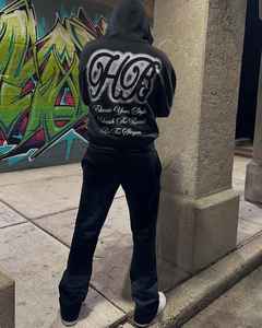 Ensemble de jogging à superposition personnalisée Survêtements pour femmes et hommes Survêtement pour hommes Survêtement à capuche à coupe ample pour hommes - Product Image 2