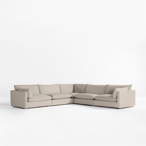 Unwind 5-Piece L-Shaped Microfiber <b>Slipcovered</b> Sectional <b>Sofa</b> Modular Home Furniture <b>for</b> Living Room - Product Image 1