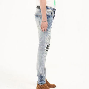 Pantalones Vaqueros para Hombre, Jeans Modernos, Estilo Urbano, Corte Ajustado, Elásticos, con Diseño Bordado, Jeans Rectos para Hombre - Product Image 5