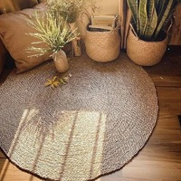 Vente en gros de tapis rustique en jonc de mer fait à la main au Vietnam tapis rond vintage en jacinthe d'eau tapis de décoration intérieure en paille de jute tapis de sol