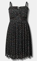 ADYABY Robe à col en forme de cœur et à bretelles florales pour femmes Mini Mesh Cami Shirred Bust Skater Dress for Women Plus Size