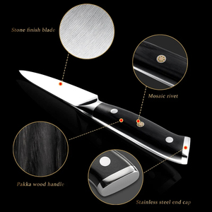 Grandsharp Modern Paring Knives Wood Handle High Carbon Stainless Steel Chef Cutting Fruit Paring Knife with <b>Black</b> Wood Handle - Product Image 6