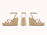 Sandales compensées espadrilles beiges pour femmes, à bride cheville, plateforme, bout ouvert, printemps/hiver/été, direct usine, logo personnalisé, faible MOQ, OEM
