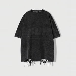 เสื้อยืดผู้ชายทรงหลวม สไตล์สตรีทแวร์ ผ้าฝ้าย 100% ระบายอากาศได้ดี เป็นมิตรกับสิ่งแวดล้อม แห้งเร็ว น้ำหนักเบา ดีไซน์ขาดๆ  ขายดี - Product Image 2