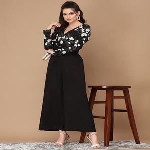 À la mode taille haute femmes brodé combinaison ensemble tissu éponge tissé tissage bureau dame Style motif quotidien porter formel - Product Image 1