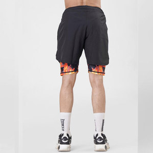 กางเกงขาสั้นเล่นกีฬาแบบสองชั้นสำหรับผู้ชายกางเกงขาสั้นโลโก้พิมพ์ลายสีพื้น - Product Image 2