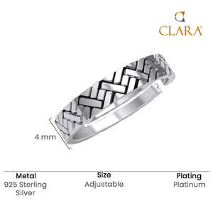 Anillos de Plata de Ley 925 de Primera Calidad para Hombre, Chapados en Rodio con Incrustaciones de Turquesa y Circonio con Patrón Geométrico para Bodas - Product Image 5