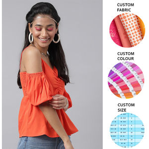 Custom Vintage Cold Shoulder <b>Sleeve</b> Spaghetti Strip Top <b>for</b> <b>Women</b> Elegant Sexy <b>Women</b> tops with High Quality Fabric Made in India - Product Image 1