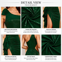 Robe longue asymétrique à sequins pour femme, élégante robe de soirée, robe de cérémonie à fente haute, OEM ODM